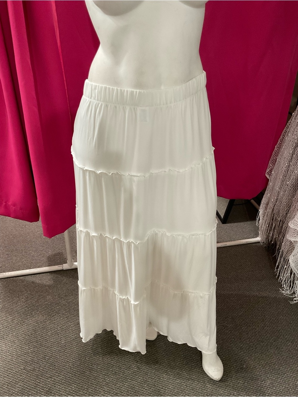 White Mark White Tiered Maxi Skirt with Elastic Waist